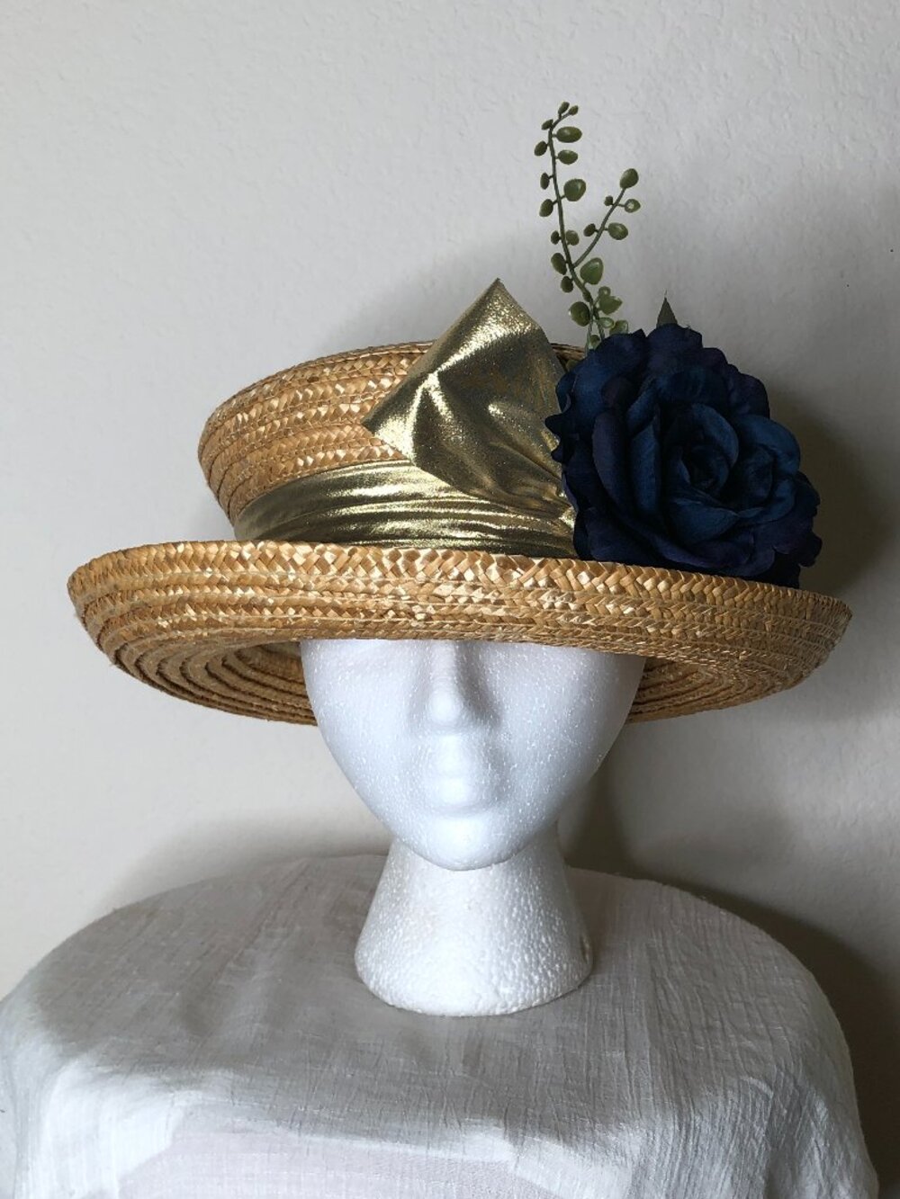 Lovely, Vintage Ladies Straw Hat- Embellished with Floral Accent
